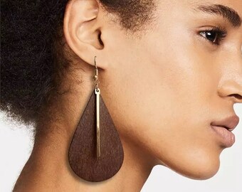 Boucle d'oreille en bois, boucle d'oreille en bois Dangle, boucle d'oreille en bois