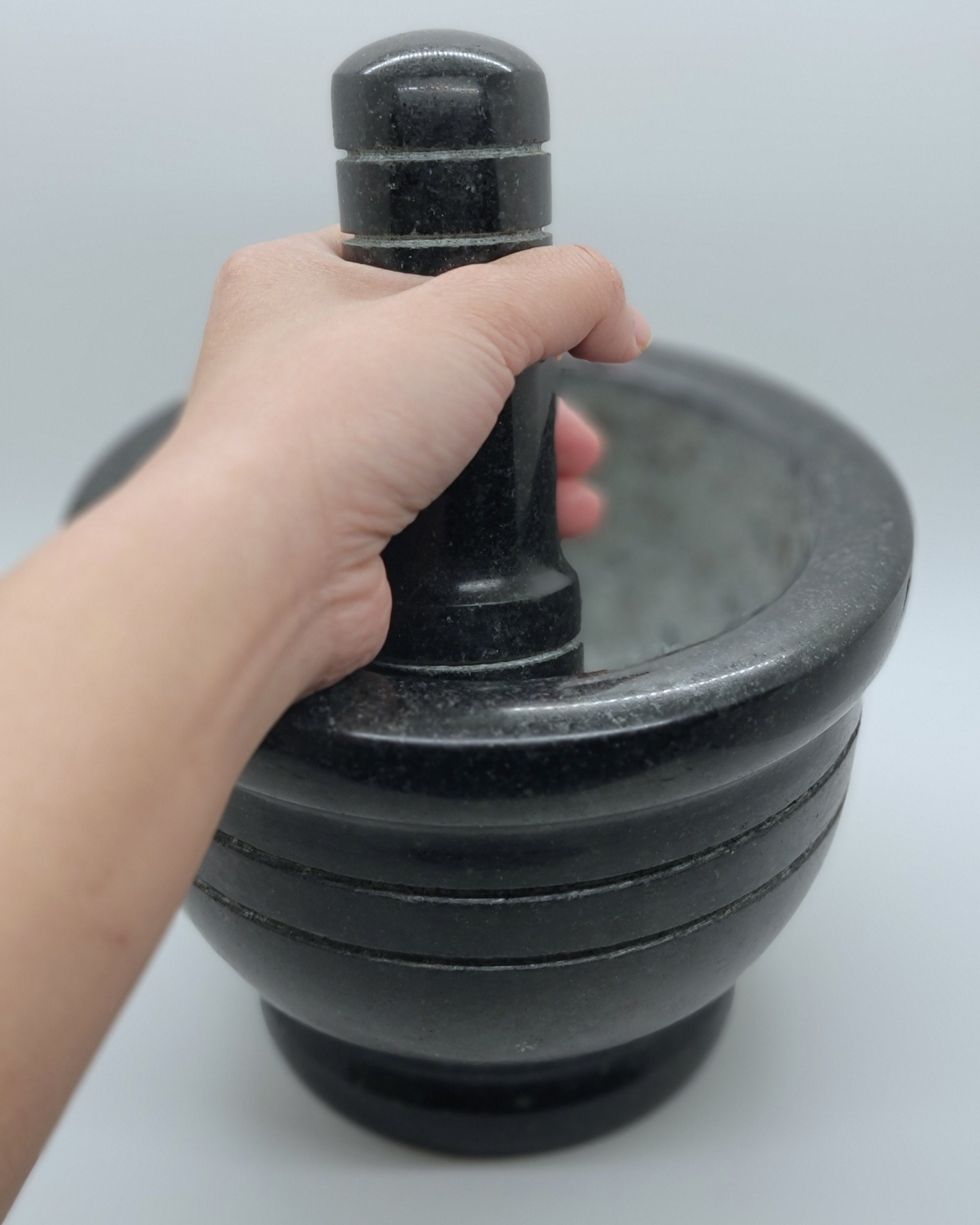 XL Old Fashion Black Stone Mortar Pestle Set Extra Large Heavy Etsy