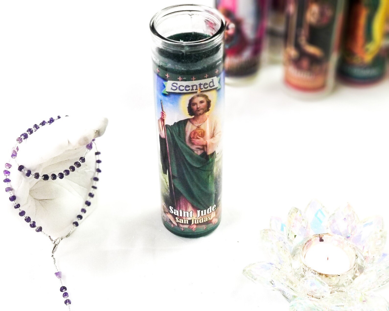 Saint Jude Religious Tall 8 Inch Scented Green Prayer Candle Etsy