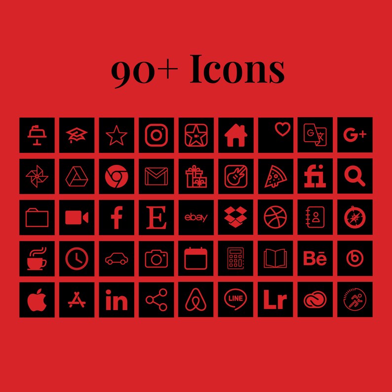 Red Ios 14 Icons for iPhone Apps Aesthetic Widgets & Skins - Etsy UK