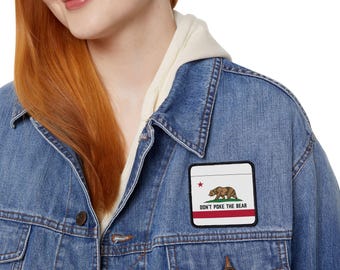 California Don't Poke The Bear Iron-On Patches: Durable Polyester, 4 Shapes