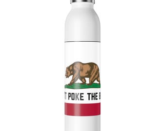California Bear Slim Water Bottle, Eco-Friendly Hydration, Motivational Gift, Outdoor Adventures, Fitness Accessory
