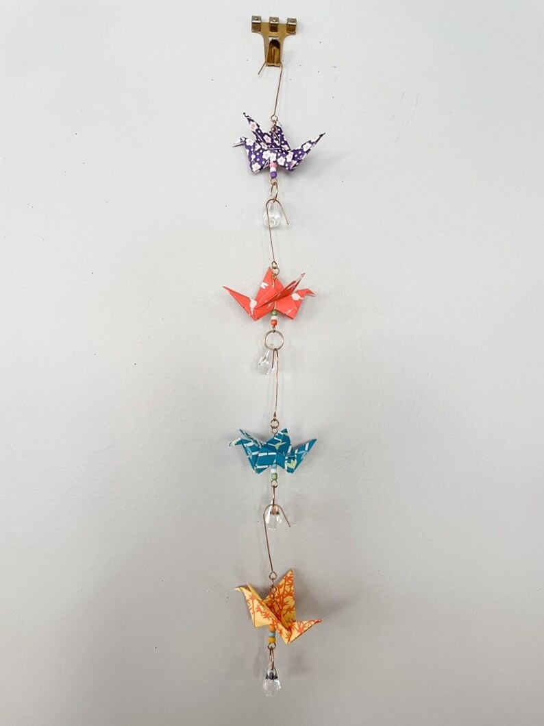 Patterned Origami Flapping Crane Ornament With Suncatcher Set of 4 Etsy