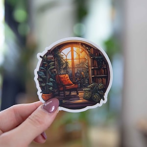 Adesivo Cozy Reading Book Nook - 3 x 3 pollici // Adesivo in vinile impermeabile e resistente // Utilizzabile come adesivo per laptop, paraurti e altro ancora!