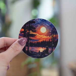 Bel autocollant de nuit d’hiver - 3x3 pouces // Autocollant en vinyle imperméable et durable // Utilisable comme ordinateur portable, autocollant de pare-chocs et plus encore !