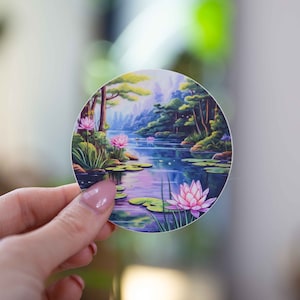 Lily Pond Sticker - 3x3 Inch // Waterproof & Durable Vinyl Sticker // Useable as Laptop, Bumper Sticker and more!