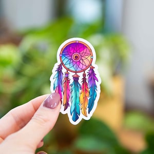Adesivo trasparente colorato Acchiappasogni - 2x3 pollici // Adesivo in vinile impermeabile e resistente // Utilizzabile come laptop, adesivo per paraurti e altro ancora!
