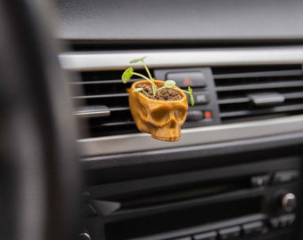 Cardening Car Planter - Cozy Boho Car Accessory for Women Natural Air Freshener Benefits - Perfect Gift for Vanlife or RV lovers - The Skull