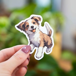 Happy Puppy Sticker - 2.5x3 Inch // Waterproof & Durable Vinyl Sticker // Useable as Laptop, Bumper Sticker and more!