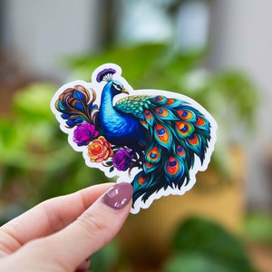 Majestic Peacock Sticker - 3x3 Inch // Waterproof & Durable Vinyl Sticker // Useable as Laptop, Bumper Sticker and more!