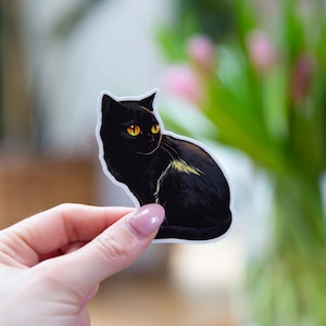 黒猫ステッカー - 2.5 x 3 インチ // 防水性と耐久性に優れたビニールステッカー // ノートパソコン、バンパーステッカーなどとして使用可能!