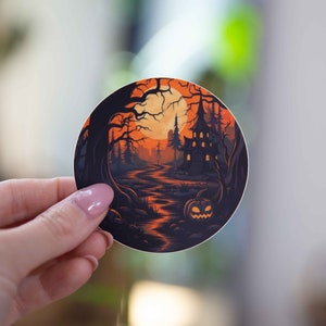 Creepy Halloween Town Sticker - 3x3 Inch // Waterproof & Durable Vinyl Sticker // Useable as Laptop, Bumper Sticker and more!