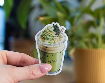 Adesivo Matcha Latte - 2 x 3 pollici - Adesivo in vinile impermeabile
