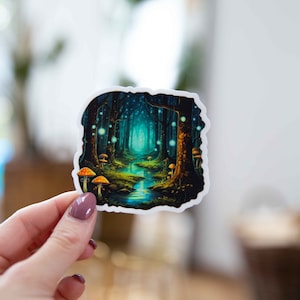 Magical Mushroom Forest Sticker - 3x3 Inch // Waterproof & Durable Vinyl Sticker // Useable as Laptop, Bumper Sticker and more!