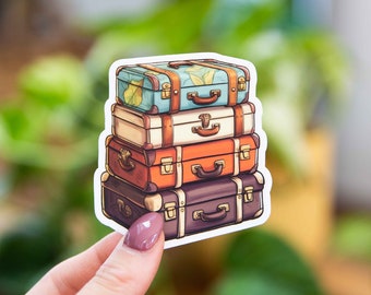 Vintage Travel Suitcases Sticker - 3x3 Inch // Waterproof & Durable Vinyl Sticker // Useable as Laptop, Bumper Sticker and More!