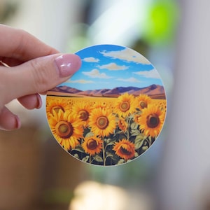 Sunflower Field Sticker - 3x3 Inch // Waterproof & Durable Vinyl Sticker // Useable as Laptop, Bumper Sticker and more!
