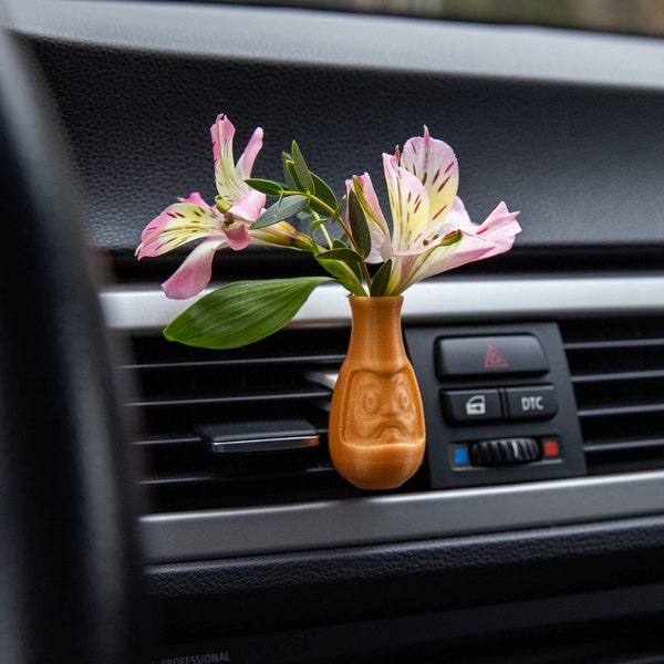 Cardening Car Vase - Cozy Boho Car Accessory for Women Natural Air Freshener Benefits - Perfect Gift for Vanlife or RV lovers - Daruma Doll