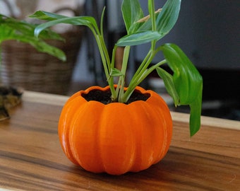 Halloween Pumpkin Planter - Spooky home decor / perfect unique gift / Festive piece/ seasonal item/ bio based