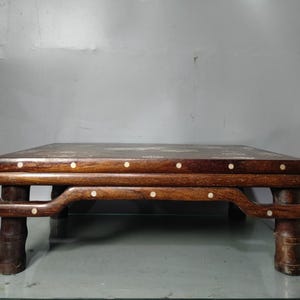 Chinese antique pure hand-carved large exquisite rare rosewood inlaid shell lion rolling embroidery ball kang table tea table ornaments