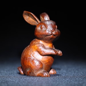 Chinese ancient boxwood hand-carved rabbit ornaments