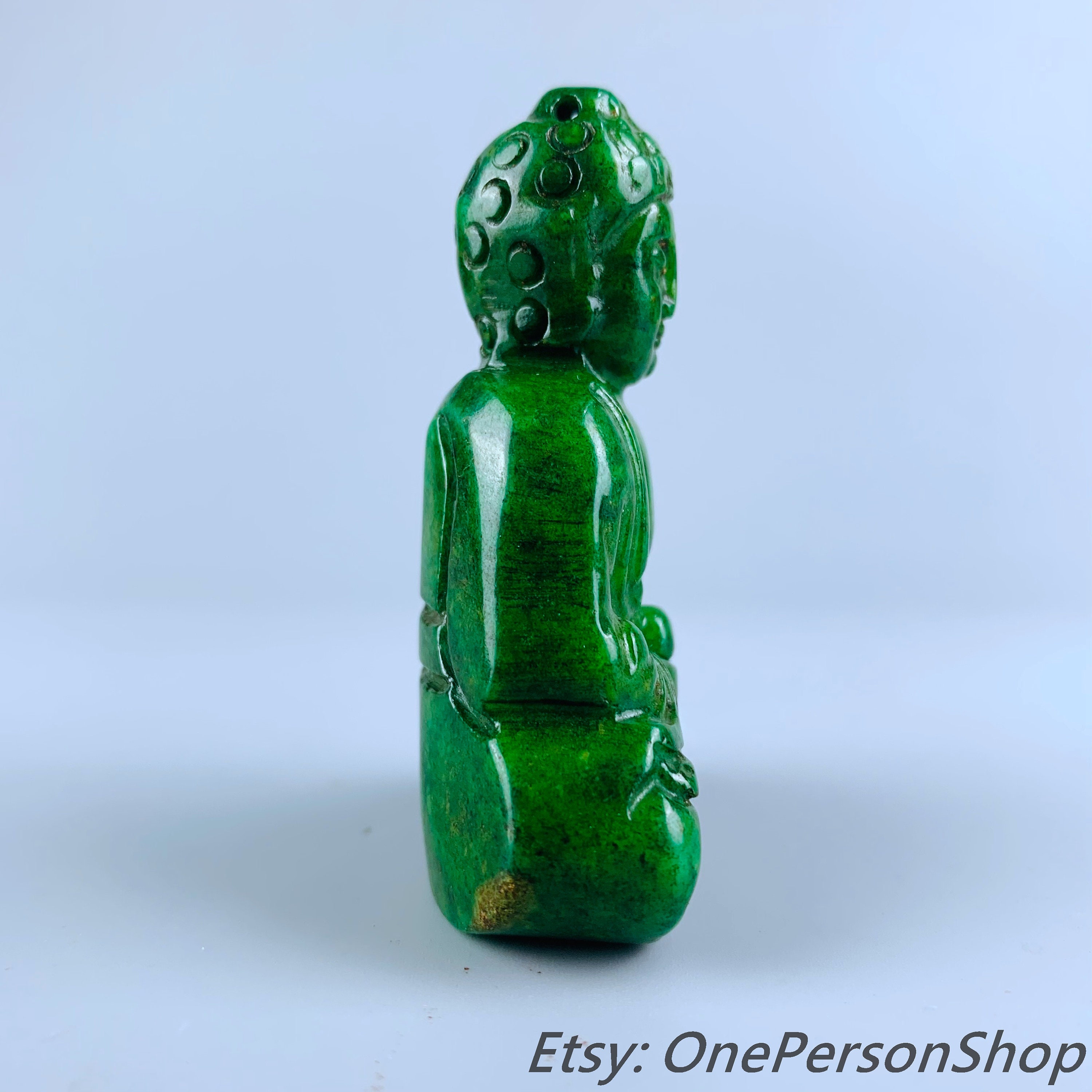 古代中国の天然翡翠で手彫りされた仏像 - Etsy 日本