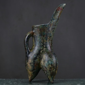 Chinese antique pure handmade exquisite rare bronze horn cup statue ornaments