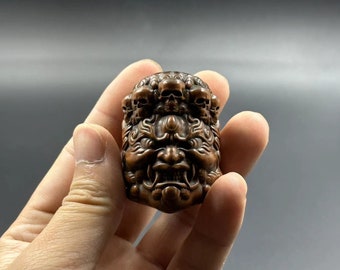 Collection of high-quality boxwood Fudo Mingwang statue ornaments