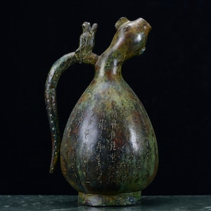 Chinese antique pure handcrafted exquisite rare bronze inscribed pot statue ornaments