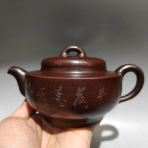 Chinese antique pure hand-painted clay exquisite rare engraved bowl teapot purple clay teapot tea set ornaments