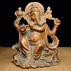 Chinese boxwood pure hand-carved exquisite rare elephant wealth god Buddha statue ornaments