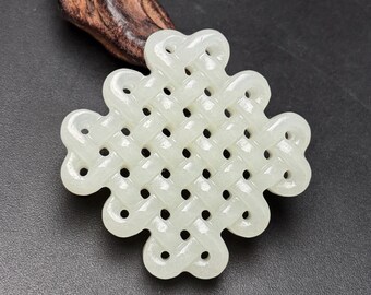 Exquisite auspicious jade pendant, hand-carved from pure white jade in China.
