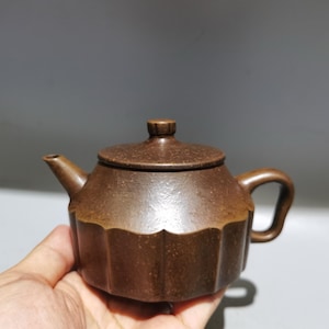 Chinese antique pure hand-painted clay exquisite rare vein pattern teapot purple clay teapot tea set ornaments