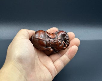 Exquisite Rare Tang Horse Statue Ornament Hand Carved Chinese Boxwood
