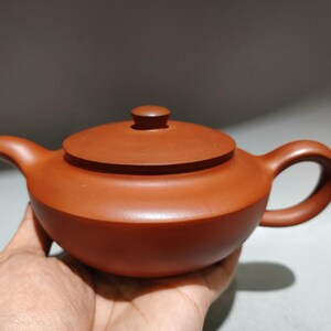 Chinese antique pure hand-painted clay exquisite rare engraved flat teapot purple clay teapot tea set ornaments