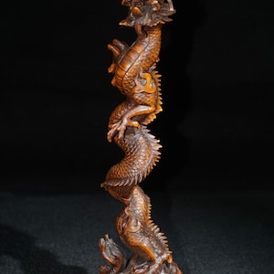 Chinese antiques, natural boxwood Dragon Statue, master pure hand carving, exquisite and precious shape