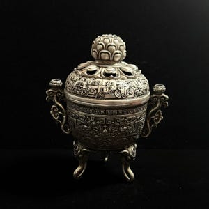 Chinese antique handmade exquisite rare lotus incense burner ornaments