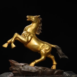 Chinese antique handmade exquisite rare pure copper horse to success statue ornaments