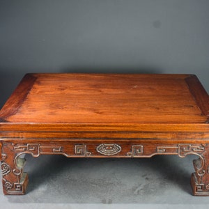 Chinese antique hand-carved large exquisite and rare rosewood Ganoderma lucidum kang table coffee table ornaments