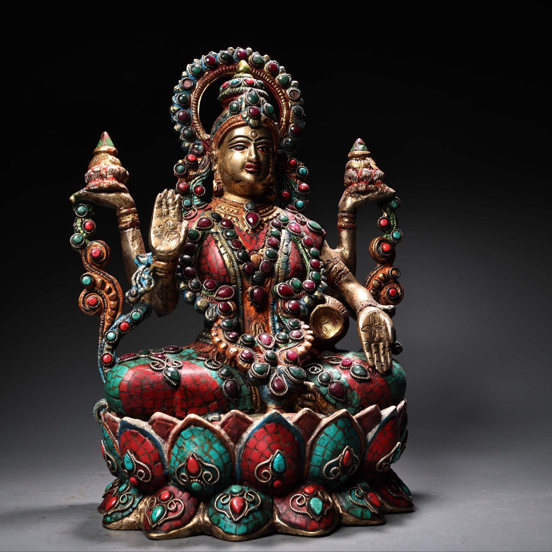 仏像 銅製 玉石象嵌 中国美術 仏像 銅製 玉石象嵌 中国美術 仏像 銅製 玉石象嵌 中国美術 美術品