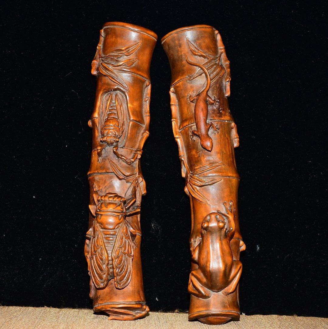 A Rare and Exquisite Chinese Boxwood Hand-carved Frog Ruler Ornament - Etsy