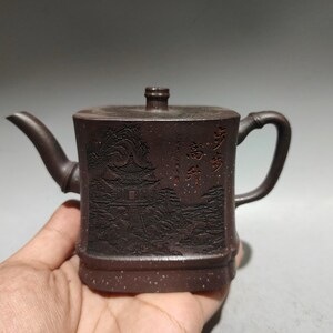 Chinese antique pure hand-painted clay exquisite rare step by step rising teapot purple clay teapot tea set ornaments
