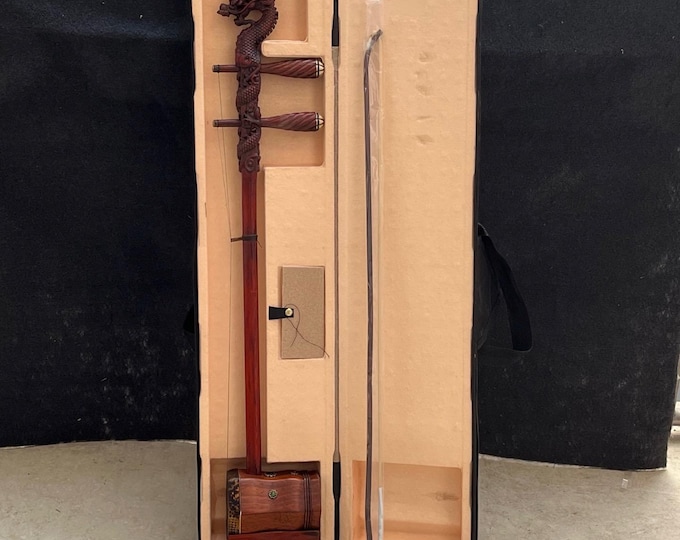 Chinese antique pure handmade exquisite rare rosewood dragon head erhu musical instrument ornaments