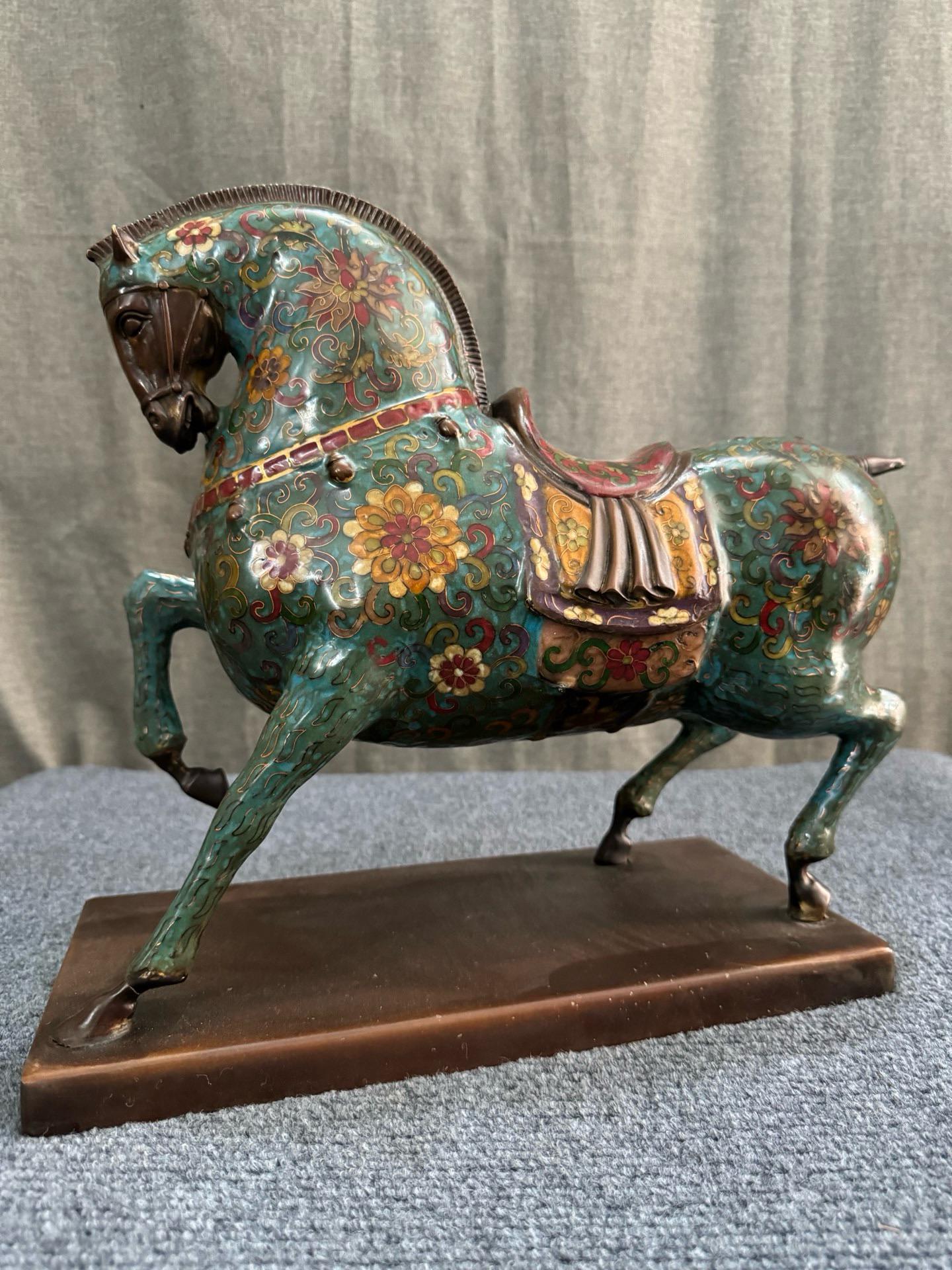 中国のアンティーク職人による手作りの、上質で希少な純銅製の七宝焼き