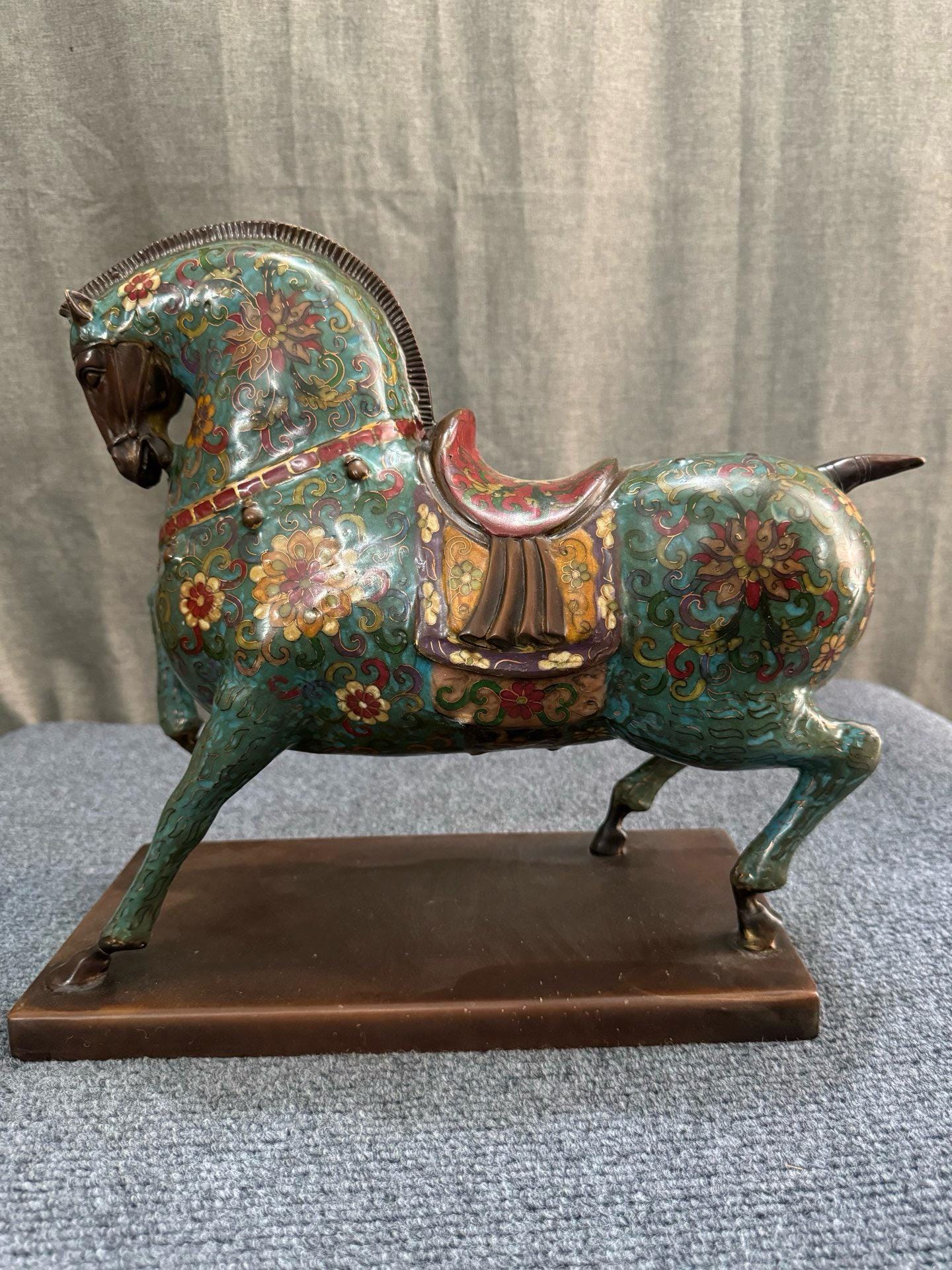 中国のアンティーク職人による手作りの、上質で希少な純銅製の七宝焼き