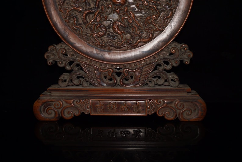 China/'s ancient pure manual carving process natural boxwood screen statue exquisite rare