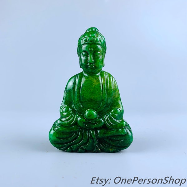 Oude Chinese natuurlijke jade handgesneden Boeddhabeelden met de hand