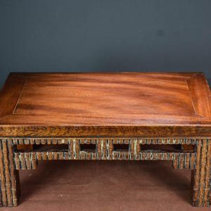 Chinese antique pure hand-carved exquisite rare rosewood rising tea table kang table ornaments