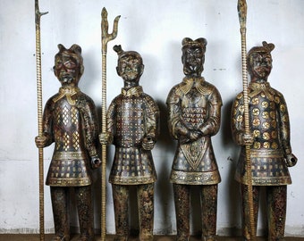 Antique Bronze Terracotta Warrior Statue, Chinese Ornament (46.45 inch)