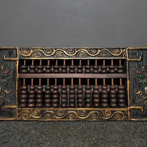 Chinese antique pure hand-carved exquisite nanmu lacquer painted auspicious abacus ornaments