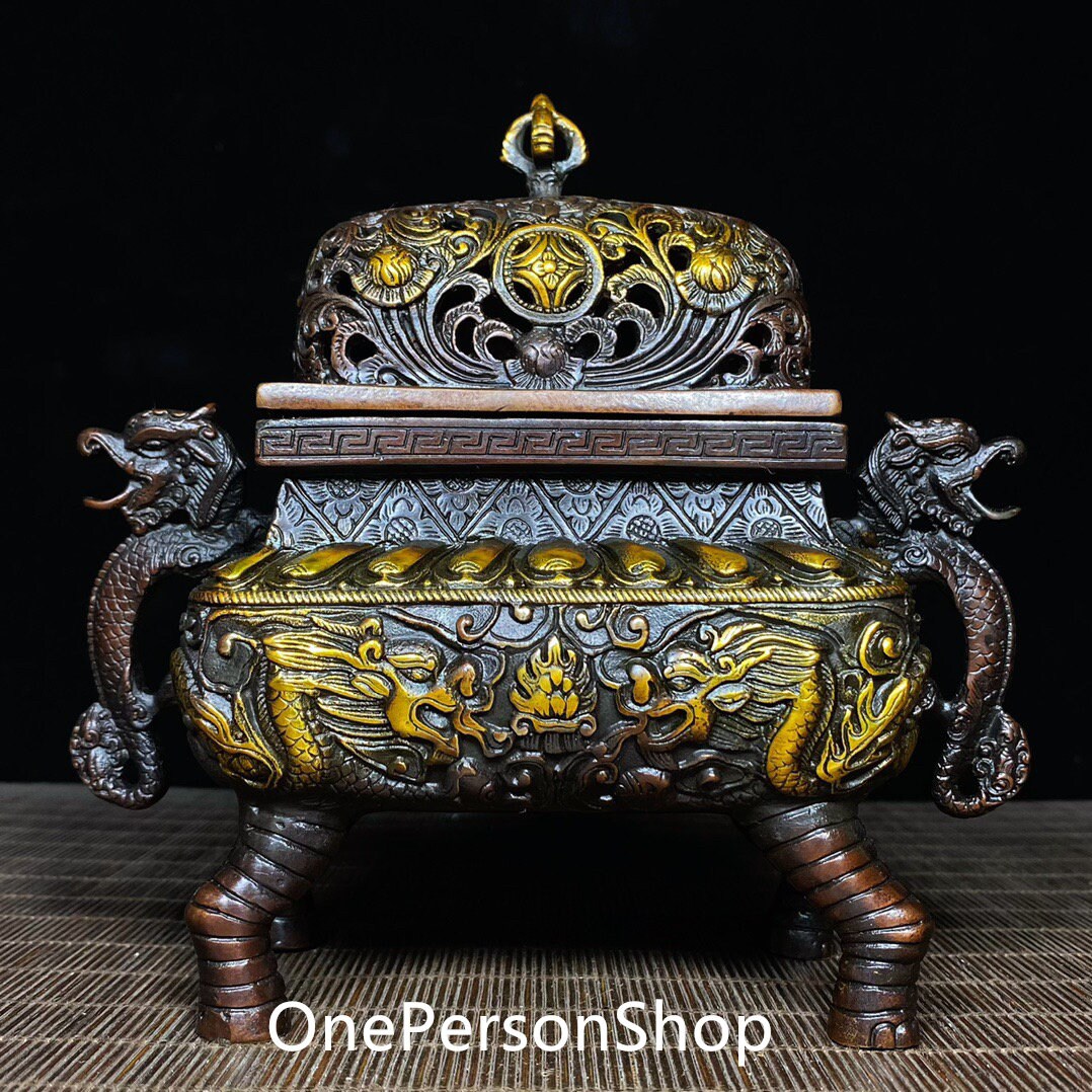 金銅龍香炉、中国アンティーク装飾 - Etsy 日本